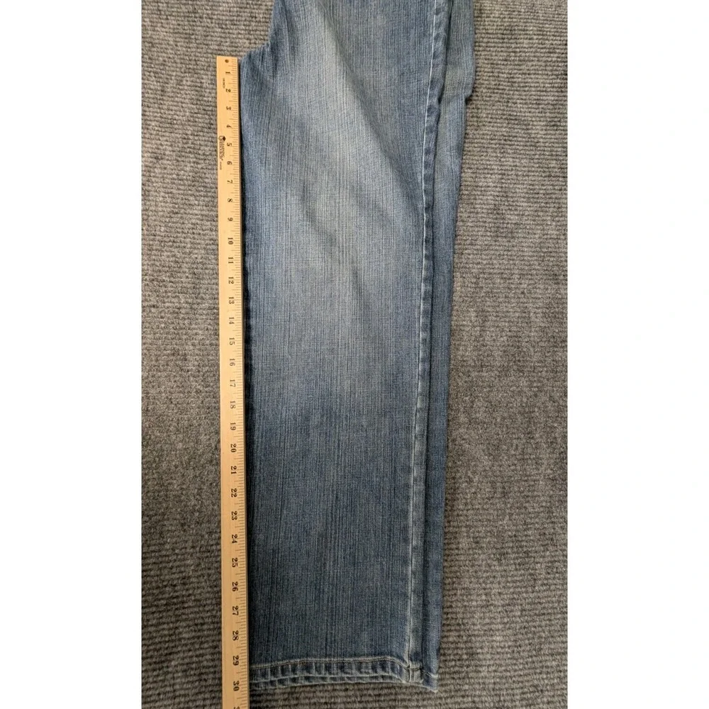 Talbots Straight Leg Jeans Womens 16 Blue‎ Stretch Beaded Embroidered Casual